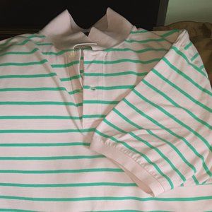 Pink and Green Striped Polo Shirt